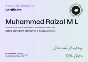 SEMRUSH Certificate