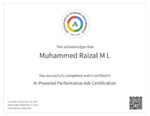 GOOGLE AI- Performance Certificate